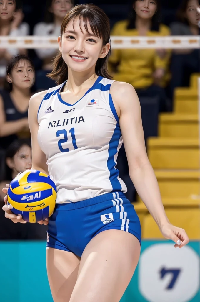 High-Quality Action Photography of a Volleyball Player, Cleavage, 8K UHD, high resolution, taken with Canon EOS 5D Mark IV, octane rendering