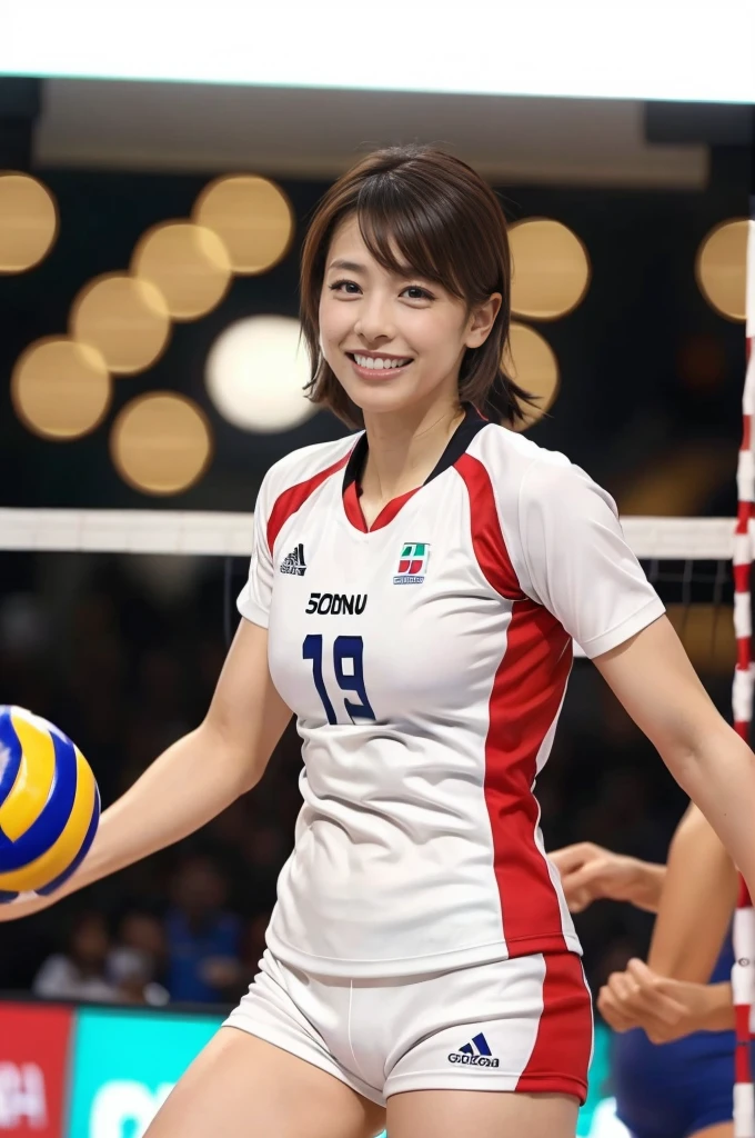 Age 27、Volleyball Player、Bobcut、tall、Japanese women、See-through、gym、hug