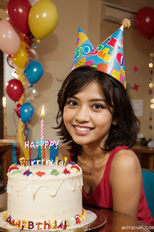 birthday person with birthday decoration 