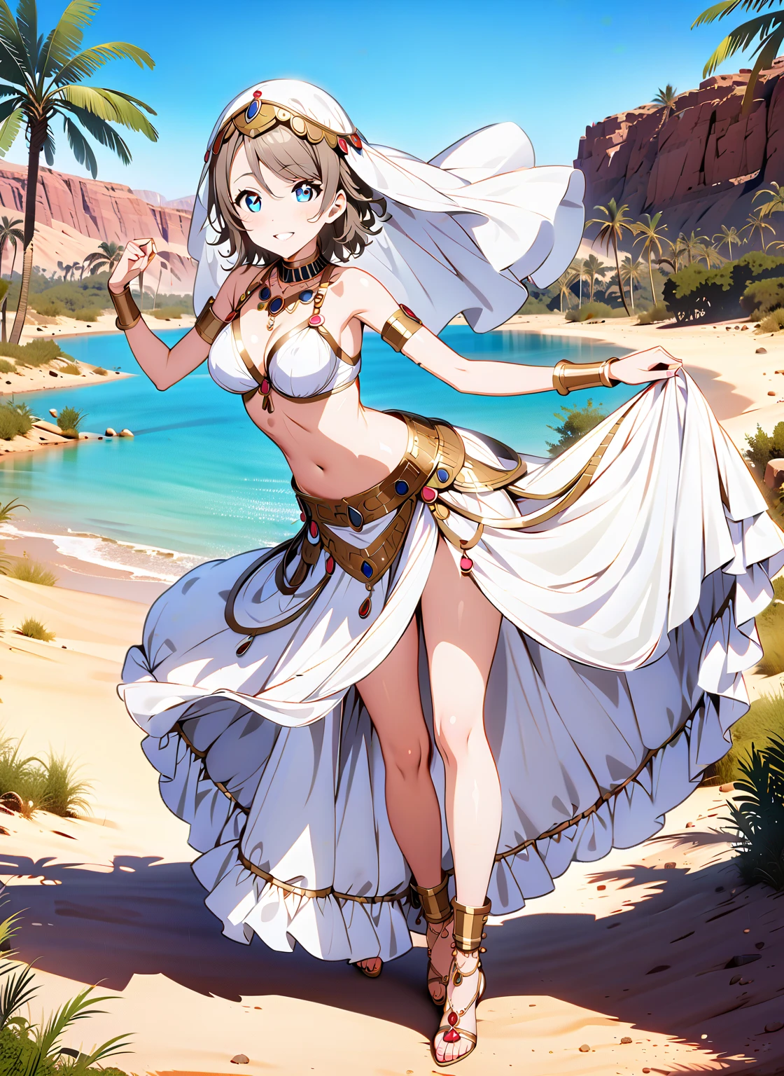 All realistic intricate details, MahabharataPunkAI, ((see-through, clearswimsuit)), tan skin, beautiful, Egypt style, egypt girl, cute, 1 girl view, random ange shot)"