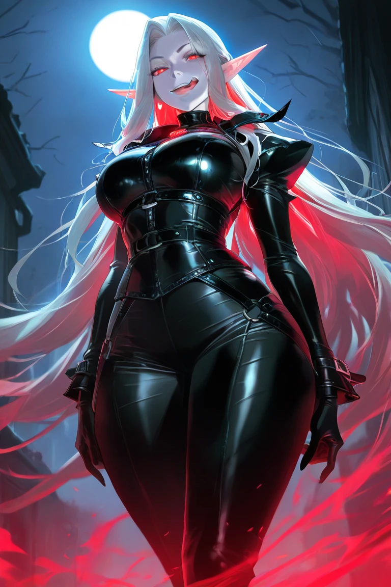 ((tall, beautiful and gorgeous female grim reaper)), ((very pale skin)) ((very dark eyeshafows make up)) ((red lips)) ((inntense deep blue eyes)) ((long straight white hair)) ((big breast:1.5)) ((skinny body:1.3)) ((wear black long robe hoddie, hoddie hide face, hood hide face)) ((hold giant scythe on hand)) ((standing on cementary at night)) ((feep mist all arounf)) ((high definition:1.5), ((masterpiece:1.5))((8k:1.5)) ((Best quality:1.4)), more_details:-1, more_details:0, more_details:0.5, more_details:1, more_details:1.5