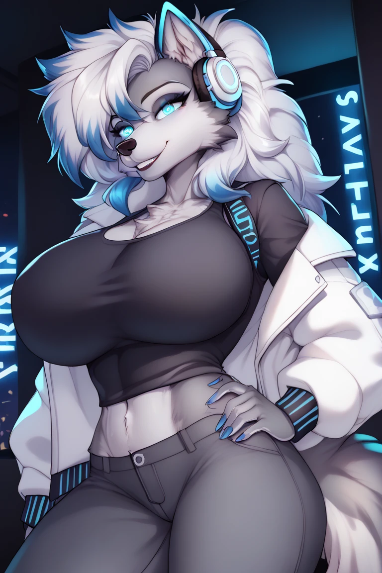 (gigantic breasts:1.2)(round breasts)(masterpiece:1.2)(high quality)(best quality) 1girl,cat,anthro,animal ears,tail,gray hair,thigh highs,thong,pasties on nipples,futuristic space station,shower,glasses,blue eyes,slight smile,kneeling,belly button piercing,ear piercing,bodyfur,choker, (hands behind head) (ahegao)