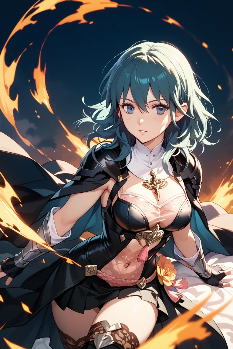 highest quality,wonderful,masterpiece,delicate,ultra high resolution,Super detailed,intricate details,beautiful,8K resolution,(Highly detailed CG Unity 8K wallpaper),sharp focus、anime、fiction、one woman、dark green hair girl 、Metallic colored hair、short hair、Cat ear、big breasts、vivid hair、shaggy hair、messy hair、vivid skin、Glossy skin、 face、ta、short、cute、beautiful eyes、happiness、Pleasure、smile、warrior armor、ax、machete、Green magic、Uplifting、Feeling of running、