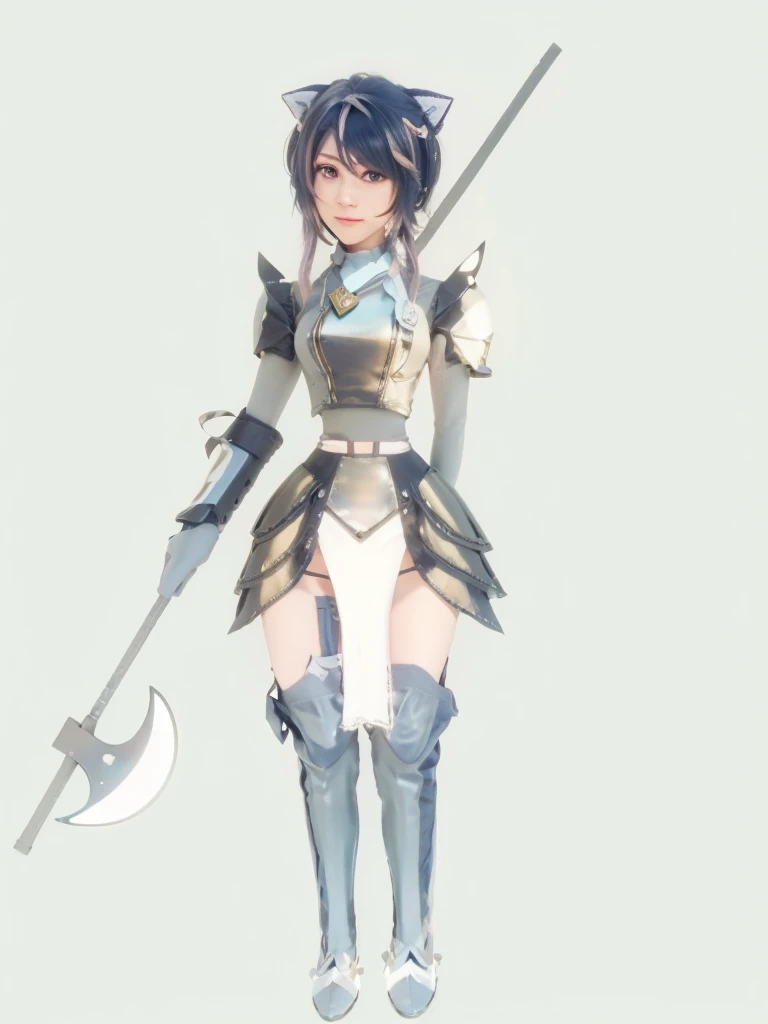 Black short-haired girl with doll head and flat chest，Japanese Ninja，Leather Breastplate，Hand guard，thong，，stockings，iron boots，Standing，Japanese castle roof