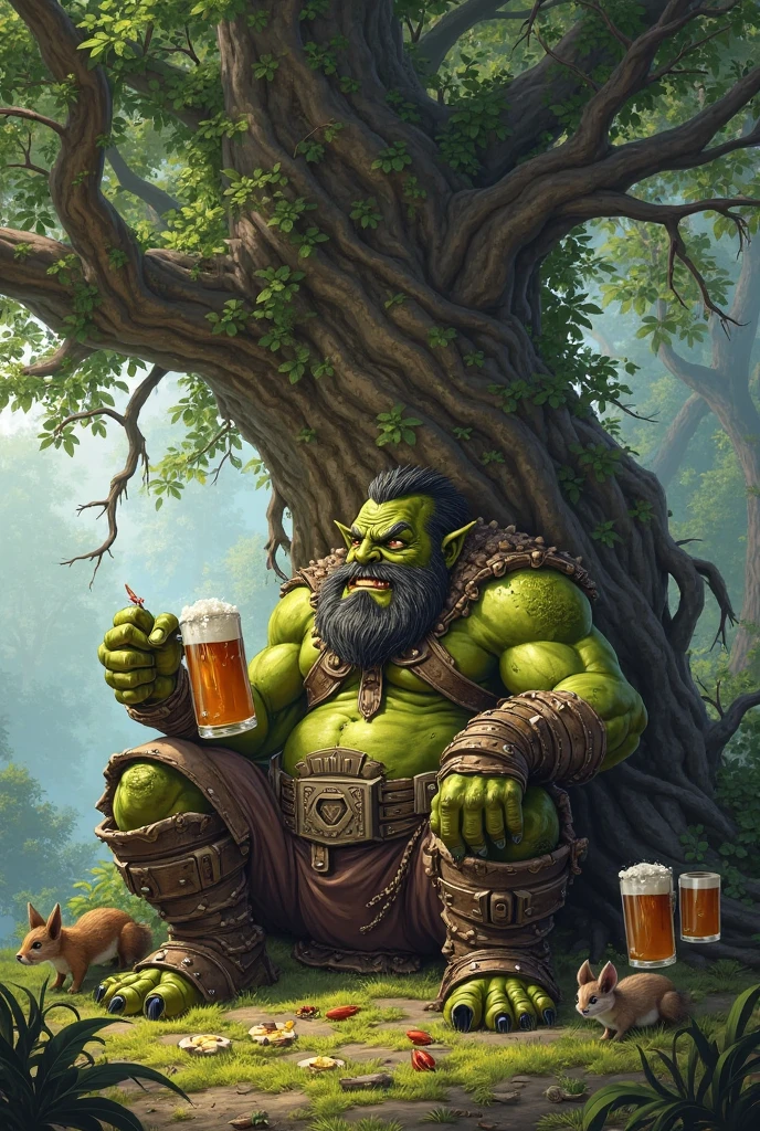 A leshy vid muscled thug in a tavern