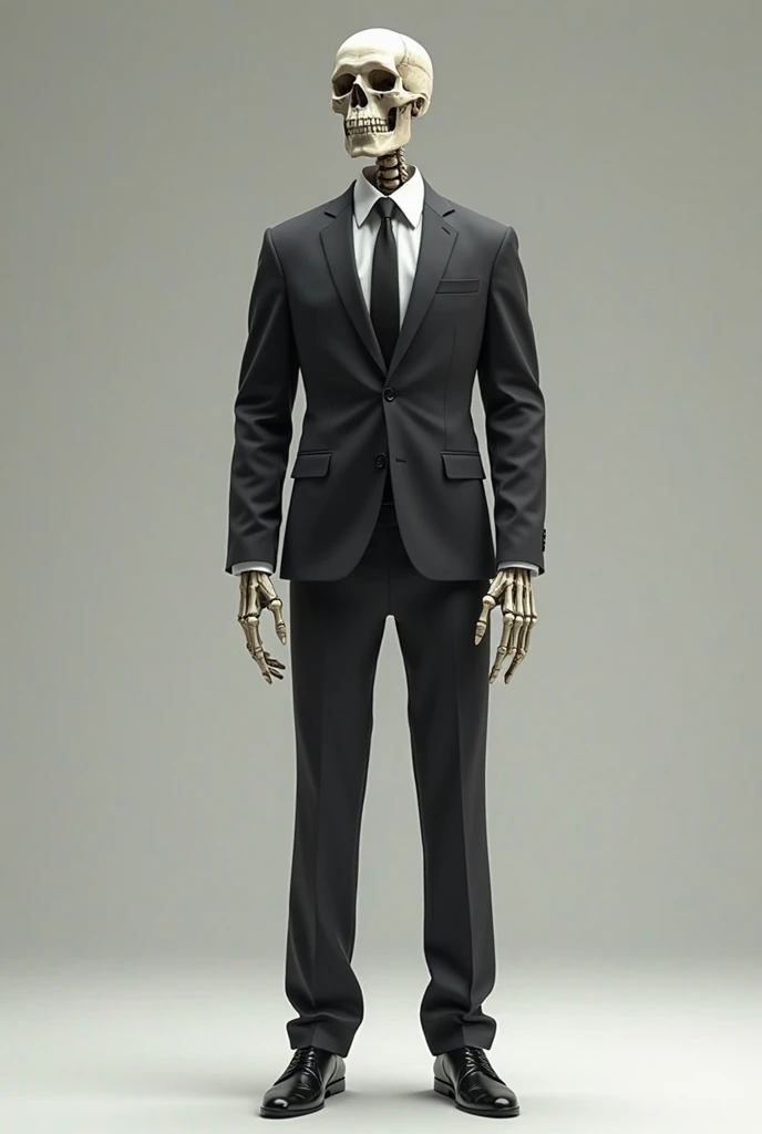 Drawing in white and black background of skeleton with suit and strong muscles ( minimalist design)