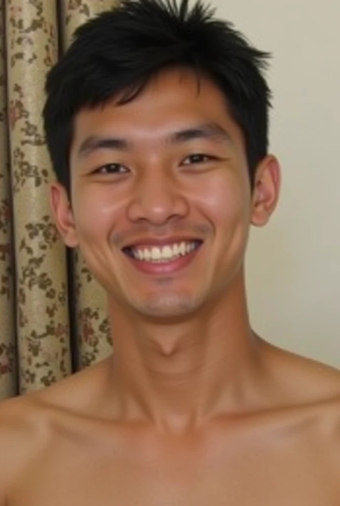 {8K}, {{{Photorealistic}}}, {best quality}, {hyper detailed}, {ultra-detailed}, {HDR}, {{{young smiling male}}}, {young Japanese smiling male}, {{{around 14 years old male's thin body}}}, {{{young male's full body}}}, standing inside a bedroom, {{nude}}, black hair, black eyes, {{topless}}, {{bottomless}}, {{{{{penis, testicles}}}}}, {young male's very thin body}, pubic hair, beautiful face, big eyes, embarrassed, {very short hair}, {nudity}, {very thin body}, {{short height}}, {{{{{pointing his finger at his thighs}}}}}, {strong light coming in}