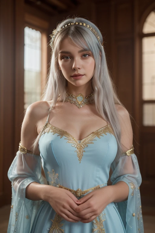 (((masterpiece, best quality))),(((high quality))),(((high resolution illustration))),(((hyper detail))),NSFW,(((Wordsworth's Sharon))),(((Very beautiful long blonde hair))),(((Very beautiful face))), ((((Detailed face)))),(((very beautiful blue eyes))),(((Realistic Skin))),(((her face is flushed))),(((slim body:1.5))),(((slim thighs))),(((small breasts))),(((very beautiful slender legs))),(((Blue armored dress with extremely detailed and intricate decoration))),(((boots with extremely detailed and intricate decoration))),(((cloak with very detailed and intricate decoration)),(((beautiful earrings))),(((beautiful hair ornaments))),(((Late at night in the great hall of a luxurious medieval castle:1.3))),(((late at night:1.7))),(((Sharon is very angry))),
