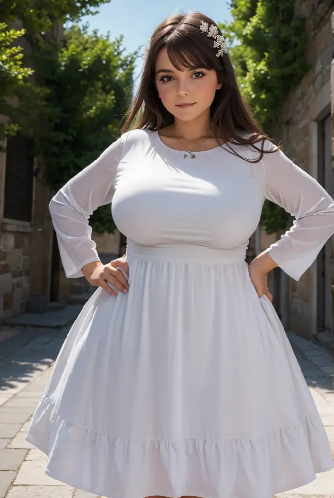 gros plan d'une femme vêtue d'une robe debout