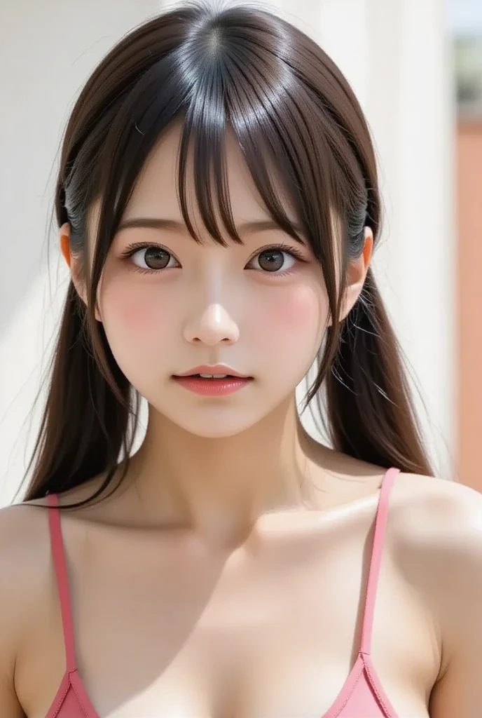(Close-up:1.4)、(RAW shooting:1.2)、(Photorealistic:1.4)、(masterpiece:1.3)、(Highest quality:1.4)、Bright expression、Very beautiful girl、Extraordinary beautiful girl、A cute and beautiful face down to the last detail、美しいbangs、Glowing White Skin、Facial hair、顔にかかるbangs、目の間のbangs、Super long hair、Attractive long brown hair、bangs、Beautiful bright clear big eyes that are charming and shining、Gorgeous dress、Tierra、double eyelid、Ample breasts、Upper body、Ancient City