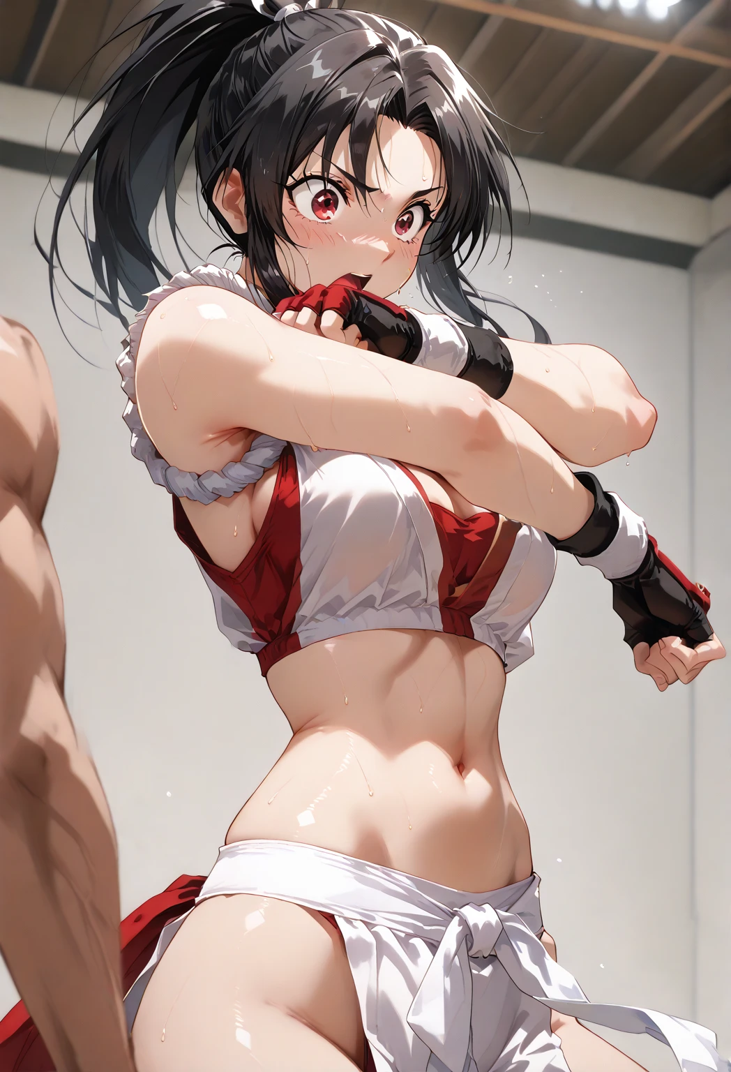 ((bdsm,hardcore,corporal punishment:1.5)),(masterpiece Best Quality, absurderes, Perfect Anatomy, Unity 8k Wallpapers,best anime), Detailed beautiful face and eyes,shoot from front,cowboy shot,(1woman,solo),16 year old beautiful girl、Japanese,((restraints on both wrists)),((red bruise from being beaten:1.5、black leather collar,In underwear:1.5,white bra:1.5,white panties,camel toe)),(black hair,low twintails:1.4),red eyes、crying:1.5、((smaller head:1.5,skinny:1.2,slender body:1.3,ideal ratio body proportions:1.5,medium breasts:1.3,sweat:1.4)),standing,((corridor、Schools in Japan))、