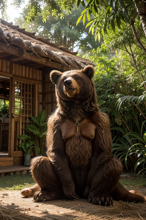 Mama spectacled bear for comic in a jungle