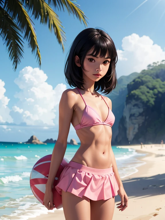 ((Perfect Anatomy)))、masterpiece、highest quality、Super detailed、(masterpiece、highest quality)(Highly detailed illustration)(Official Art)(Ultra-high detail)、Fine skin、Realistic texture、(Perfect body))、whole body
(Beach)
Focus blunt bangs bob cut girl、(A girl in a see-through erotic micro bikini:1.5)、Erect nipples
(low length、Small breasted girl:1.4)、15 years old、Baby Face、
(Large man、Men's swimwear)
(2 men、1 female:1.4)、(Shy girl blushes)
((((The faces of the two men are out of frame:1.5))))
((((A girl stands between two men, holding the girl's torso and crotch: 1.5))))、(Men caressing girls' bodies:1.5)、Condom Belt
((Men are out of the picture:1.4))、((All the characters except the girls are blurred.:1.4))