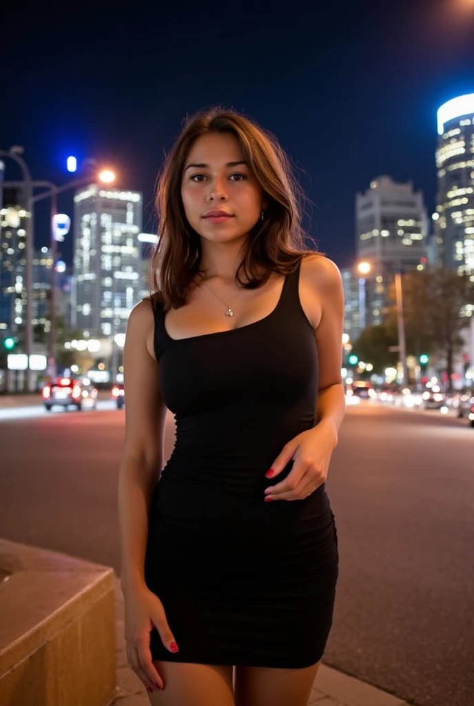 1girls, Nur, green Hair , 24 years old , full view shot of a natural looking beautiful woman, use new york city background, full moon night, 34d, deep neckline, sheer transparent metallic dress, long boots, 30 megapixels, 4k, 85mm lens, sharp focus, intricate details, long exposure time , f/8, ISO 100, shutter speed 1/125, Natural details in image, diffused retro illumination, small catch light, low contrast, high sharpness, facial symmetry, depth of field, golden hour, ultra-detailed photography, ray-traced, global illumination , have short hair, keep their hair at shoulder level and slightly above their shoulders, the ends of their hair will be green, especially green.Best Quality, 8K, Masterpiece:1.3)), Focus: 1.2, Perfect Body Beauty: 1.4, Hips: 1.2, , High Detail Facial and Skin Texture, Thin Eyes, Double Eyelids, , Smile,