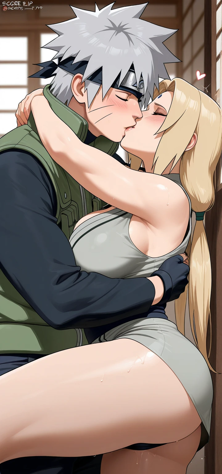 Tsunade Senju, Bela, masterpiece, extremely detaild, best qualityer, best ilumination, best shade, face perfect, shiny brown eyes, blue mark on forehead, wearing a gray kimono with a red belt and a green jacket, 1 girl, big boobies, big-ass, leaning forward looking at the viewer, in Konoha, tsunade senju and naruto uzumaki, 1 girls, 1 boys, girl milking penis boys, tsunade senju milking penis naruto uzumaki, boys waiting position, penis downwards position, penis pointing downwards, penis go out sperma, penis bondage, the fandom penis milking, girl looking at the camera, boys not looking at the camera, tsunade senju looking at the camera, naruto uzumaki not looking at the camera, the boys facing away from the camera, the naruto uzumaki facing away from the camera, red nails on finger tsunade, red nails on finger girls, 1 boys and 1 girl, and boys waiting position waiting position and facing away from the camera, brown eyes for tsunade,
