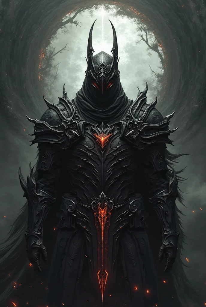 Sauron, Lord of Vantablake，dark fantacy，Powerful images，cinematic ligh，Ultra-delicate armor，k hd，Unreal Engine5，cinmatic lighting，8K，full bodyesbian，Erupting volcano background --ar 3：2 --v 4