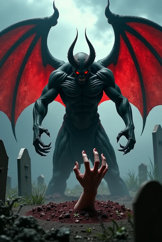 huge devil, blood,