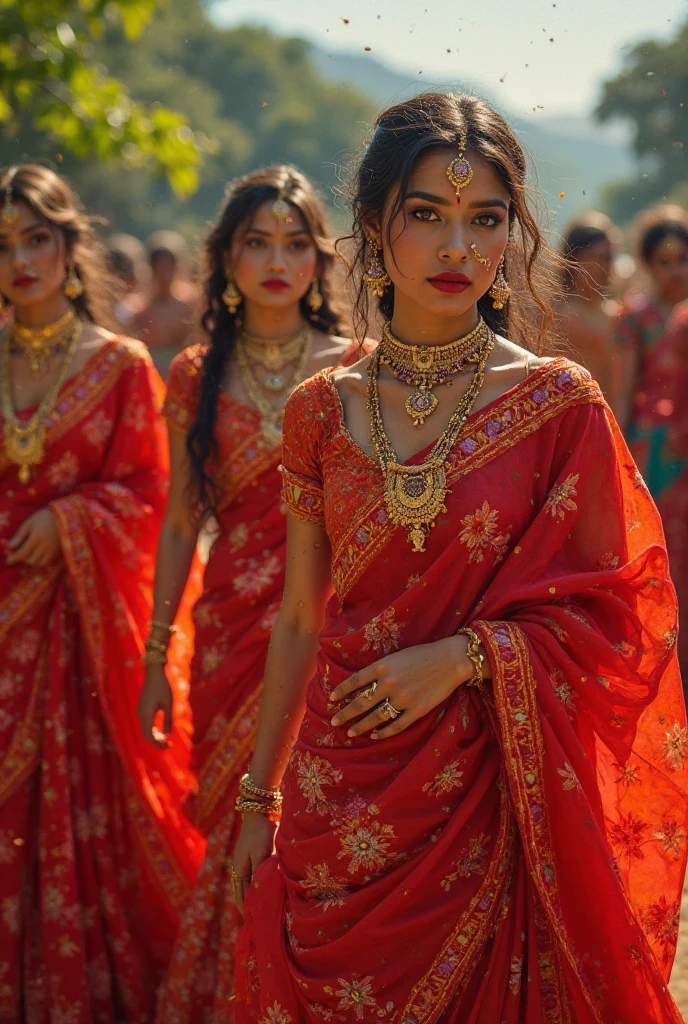 Women in red sari 