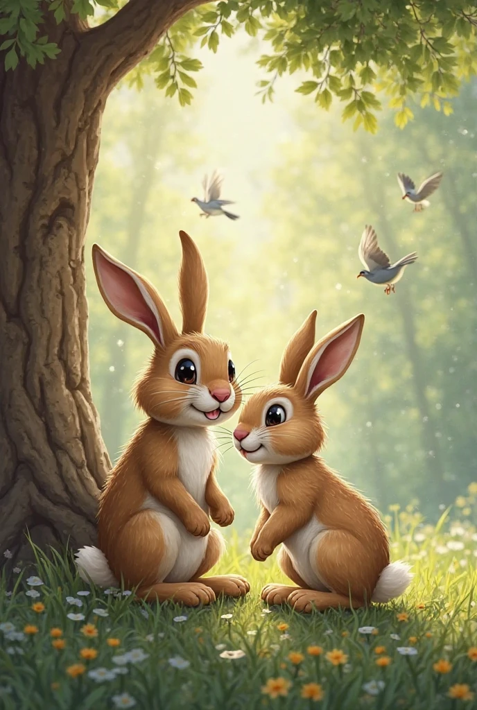 5. Rabbits Happy Together Again Prompt: The two rabbits happily playing ...