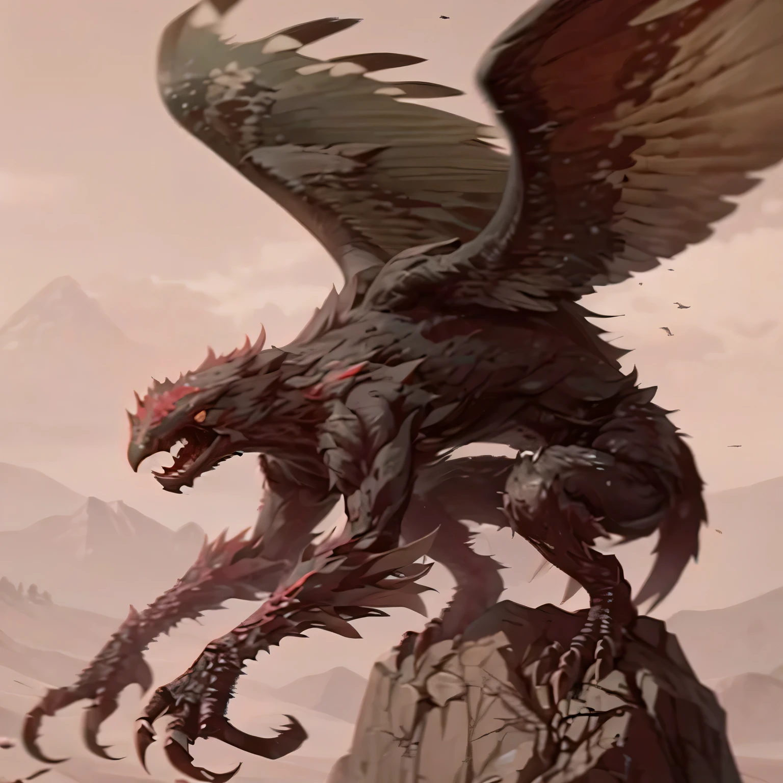 A Griffin，Mythological Griffin，Griffin skeleton, Glowing blue eyes，Glowing steel blue tail, Iron Claw feet, Bright colors, in the storm，Very detailed, Realistic photos, 4 claw limbs, 2 wings