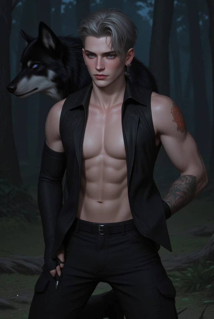 White hair male elf assassin scars