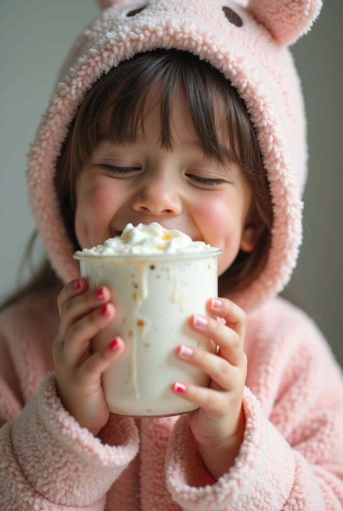 Blonde girl child, Foto RAW, uma foto retrato de Foodporn profissional sorvete de creme de leite de baunilha 8k uhd, DSLR, soft-lighting, alta qualidade, grain of film, Fujifilm XT3