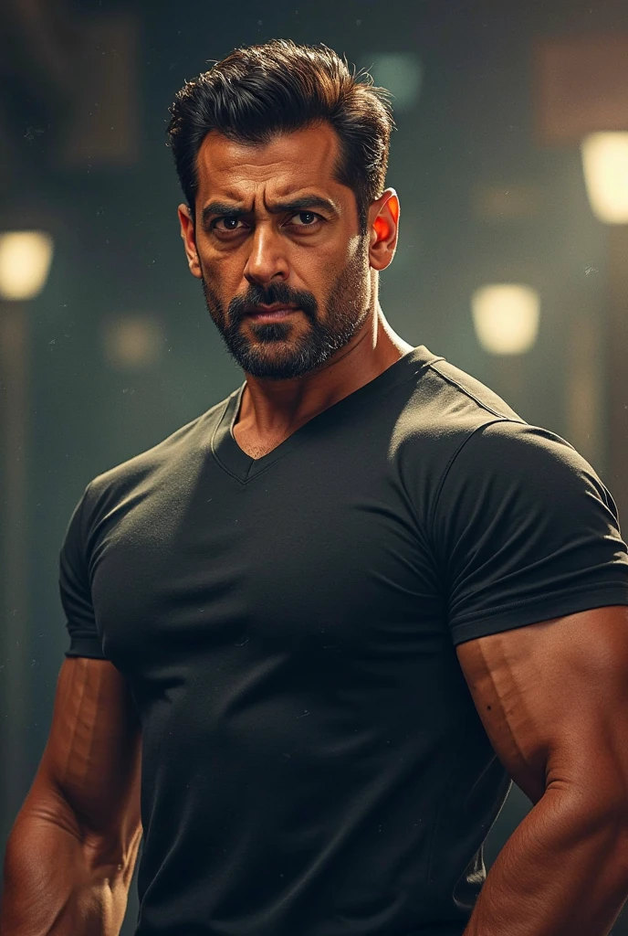 Salman khan body , looking down wards tiger Zinda hai beard look