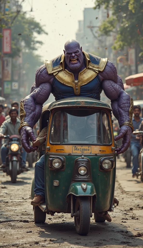 Thanos driving a Indian auto 