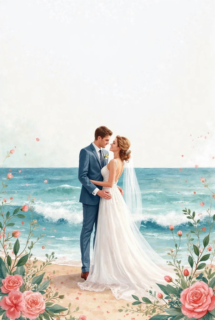 blurred picture style, wet-in-wet, watercolor style, best quality, 8k, only white and blue colors, people dancing on the sea surface