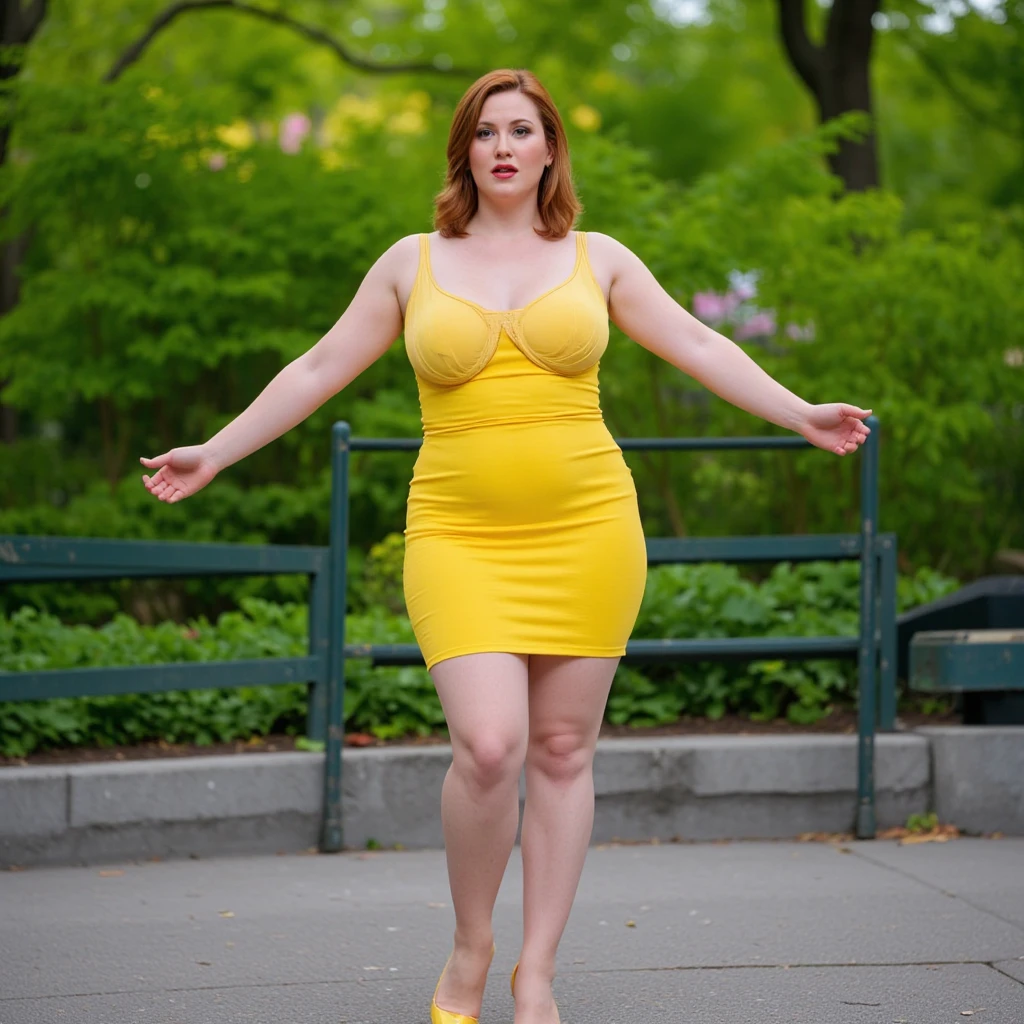 1FatWoman, Fat woman CAMEROTOKO, very thick, standup, grown up, yellow dress