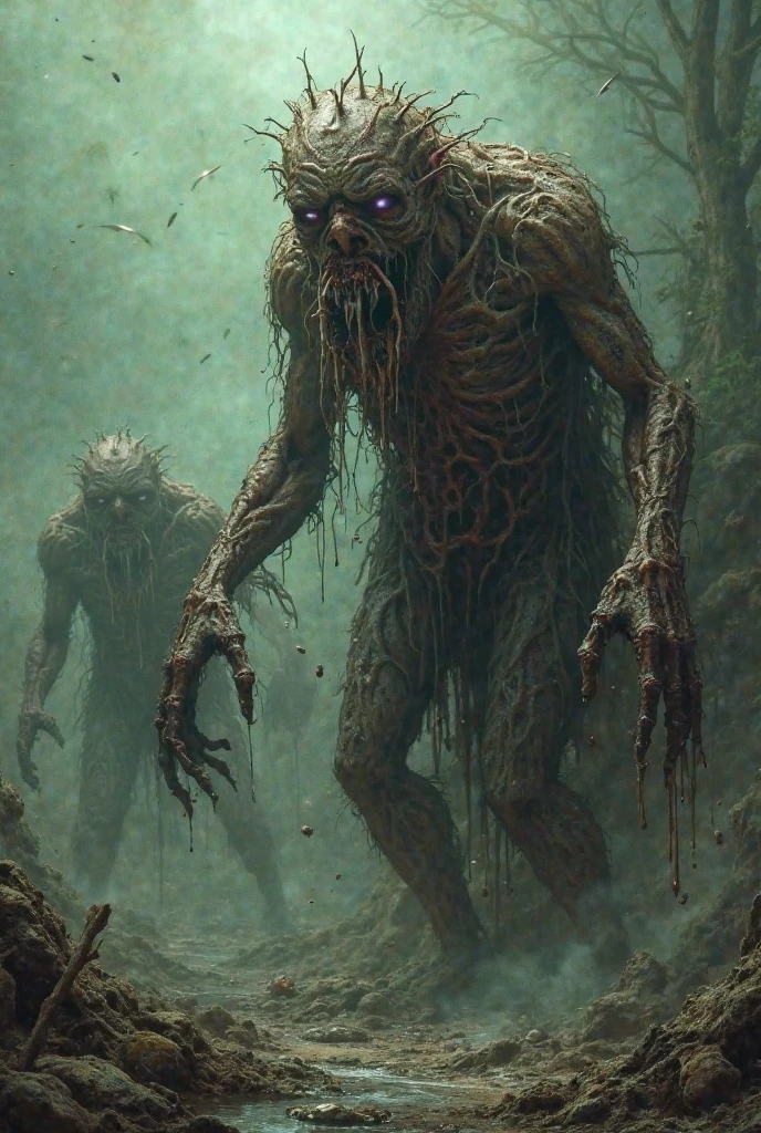 in (medium full shot:3.1) of lot of characters from (cosmic horror:3.1), inspired by Zdzislaw Beksinski and Heavy Metal Magazine, Cyberpunk apocalypse in chaotic world, monsters and robots, wayne barlowe, pierre pellegrini, (with Creepy, Sci-Fi, Fantasy and Horror:2.9) retro sci fi, Horror movie, very detailed body, moody, epic, ((Cinematic film)), ((Ultra Detailed)), Complex, ((Sharp Focus)), Object Texture, Studio Photo, Complex Details, ((Highly Detailed)), Photo Real Style, ((Hyper-realistic)), High Dynamic Range, ((Realistic Textures)), 8K UHD, Nikon D 850, Kodak Portra 400, Fujifilm XT, 3D rendering