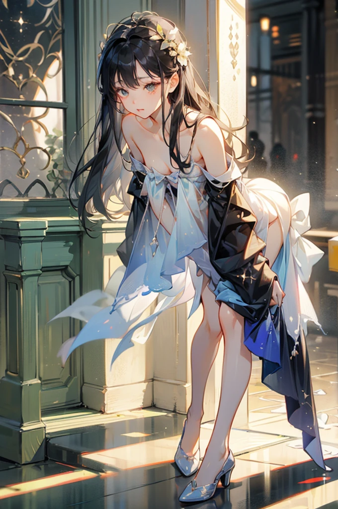 (masterpiece), (highest quality), (Very detailed),(Fluffy hair),(shape), (1 girl), (Kindergarteners)Detailed and beautiful eyes,Delicate beautiful face,floating,(High saturation)(The Shining),Panty shot,Are crying,Looking down on((honeycomb,Hairstyle))