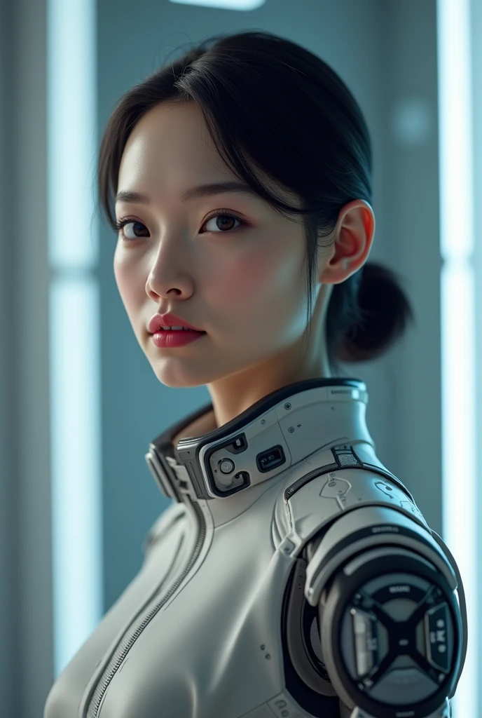 Giant spaceship、flight deck、Earth outside the window、18-year-old female pilot、battleship、mirai、A cinematic scene、force、hentail realism
