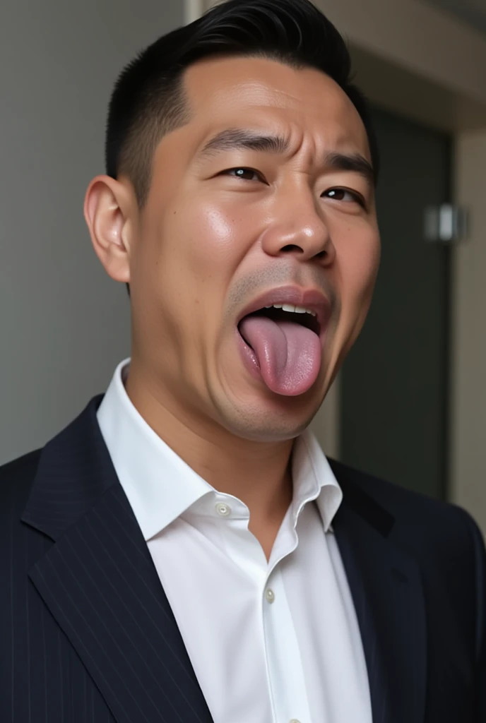 Erotic scenes、high-level image quality,、living room in midnight 、Asian、s Handsome gray-haired man in a suit with a high nose sucking hardly young men's penis、Flushed and sweaty face with open mouth、With a runny nose and dripping tears、Gay-porn、sperm,