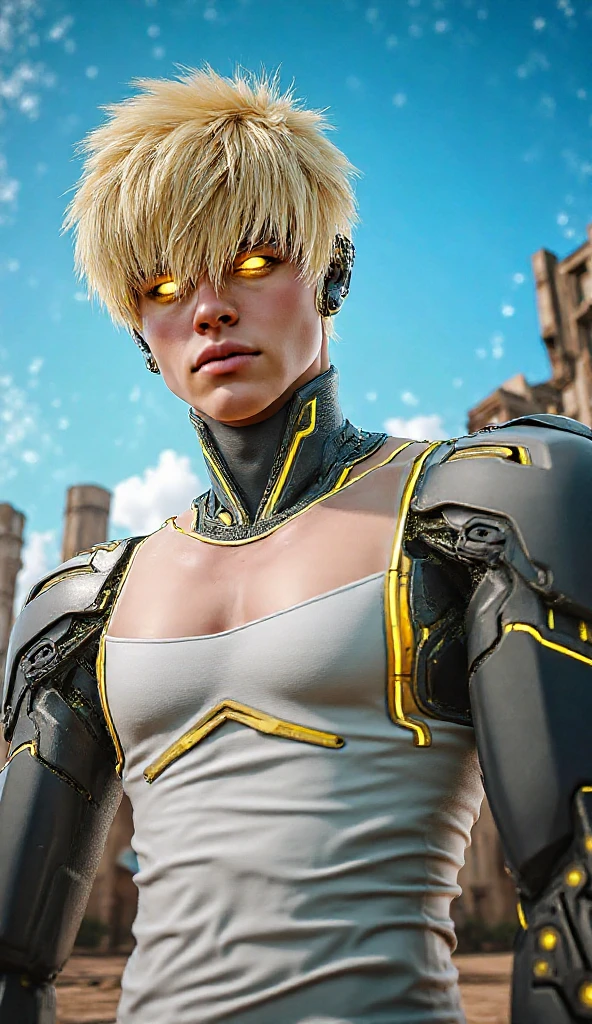 One punch man Genos' armor Vegeta's hair stand-up