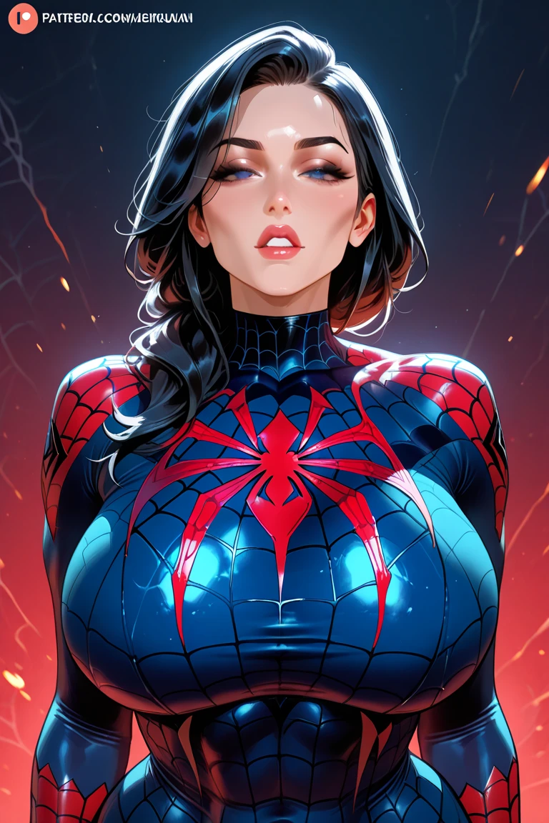 { - anatomy error} (Masterpiece - Ultra-detailed, very high resolution) best qualtiy,GameCG,1girll,tmasterpiece,best qualtiy,8K,detailed skin textures,Detailed cloth texture,beautifull detailed face,Complicated details,the ultra-detailed,korean girl, ( korean face),spiderman uniform,long black hair,(A half body:1.2),cleavage, looking ahead, dinamic poses, opal eyes