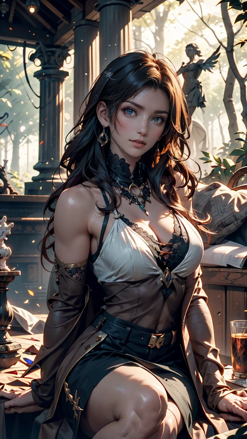 an steampunk girl at a party, (white crop top:1.2), small breast, cleavage, necklace, tattoos, black and blue silk, tattoo, hyper detailed, ultra sharp, long dark brown hair in braids, 8k, (insanely detailed:1.5), full body photograph, 20 megapixel, canon eos r3, detailed skin, pale skin, gothic, steampunk_ballgown, bare legs, corset, see-thorugh, detailed victorian era ballroom in background, steampunk indoor, foreground