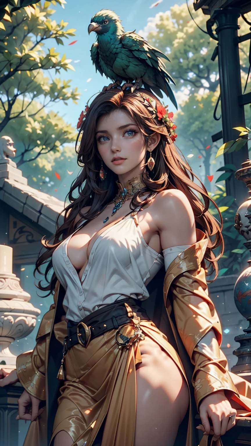 Ultra Quality, Masterpiece, Ethereal:1.4), nagatiti, (Giant breasts:1.6), (hanging breasts: 1.5), (breast tightness: 1.3), (bimbo 1.4), (disproportionate breasts: 1.4), (Realism:1.9 ), (Realisitc: 1.2), (Absurdres: 1.4), 8K, Ultra-Detailed, Beautiful Detailed Mature Face, (Solo: 1.4), 1Girl, (Facing Viewer: 1.2), Intricate Body Details, (Milf: 1.4), (Curvy: 1.3), Medium Waist, Thick and Muscular Thighs, Yuuki Asuna, Light Brown Hair, Long Hair, (Side Braids: 1.2), (Bikini Top: 1.2), (Microshorts 1.3), Seductive Stance, Sexy Pose, Seductive, Hyper-Detailed Blue Eyes (Art by Jim Lee) magnificent sky background, dramatic, gorgeous, award-winning, masterpiece,