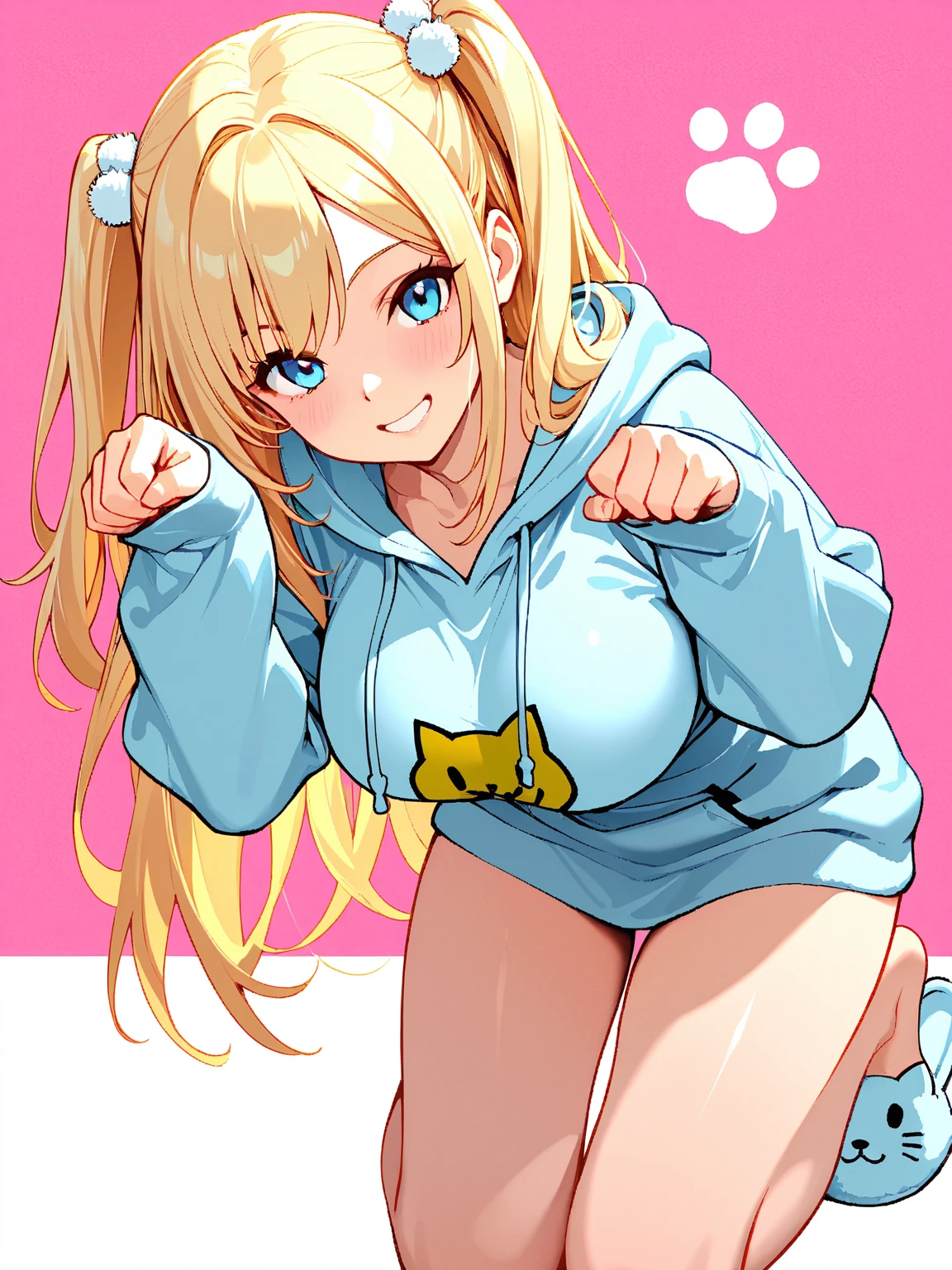 (masterpiece:1.2, best quality), (highly detailed), gym locker room, 1girl, 13yo girl, , long legs, long hair, blonde, (white pantielue sonic the hedgehog hoodie)), standing, smile, Original Character, Volumetric Lighting, Best Shadows, Shallow Depth of Field, (Highest Quality, Amazing Details:1.25), Brilliant Colorful Paintings (Huge breasts: 1. 2,),