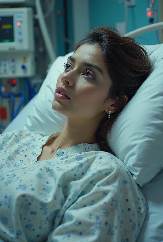A beautiful girl in safron check saree dead body laying down in a morgue bed 4k realistic