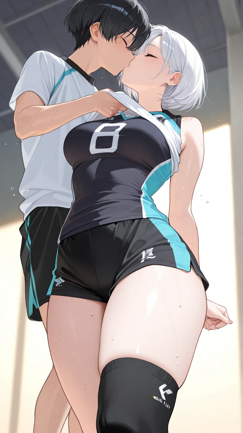 (Best quality at best, 4K, 8K, A high resolution, tmasterpiece:1.2), ultra - detailed, Nice face, detailedfacialfeatures, Breast size is moderate, Realistic skin, Wear a sports bra, Black leggings, jogging, Sweated, the sunset.(medium chest medium chest),(A high resolution: 1.1), (actual: 0.9), (Sporty), (Vibrant colors), (perspired), (youthful), (dynamics), (Black leggings), (sport underwear), (jogging), (beautiful detailed face), (detailedfacialfeatures), (Breast size is moderate),by the embankment, dildo under clothes, dildo, stretching, bend over