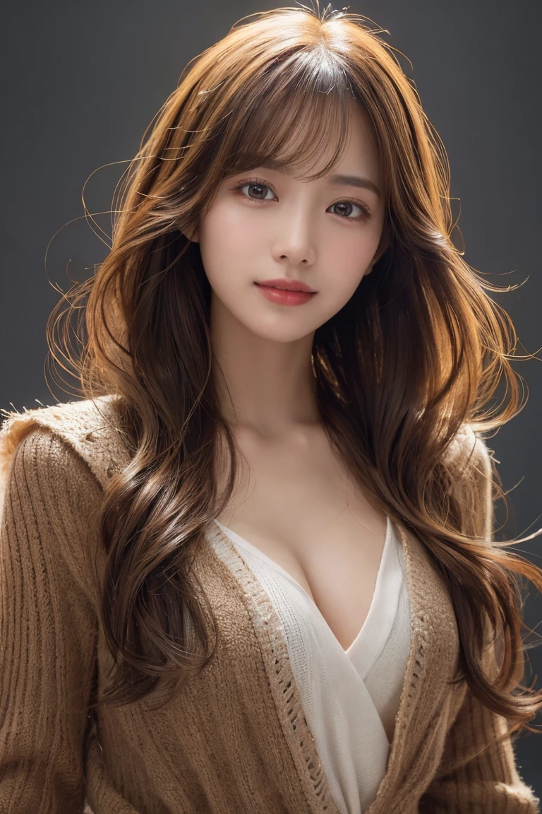 best qualtiy,tmasterpiece,超A high resolution,(realisticlying:1.4),
1girll long curly hair,Rich in detail, shoulder,cleavage,Knitwear, Deep shading, messy room, sit pose, Sitting on an object yoona snsd