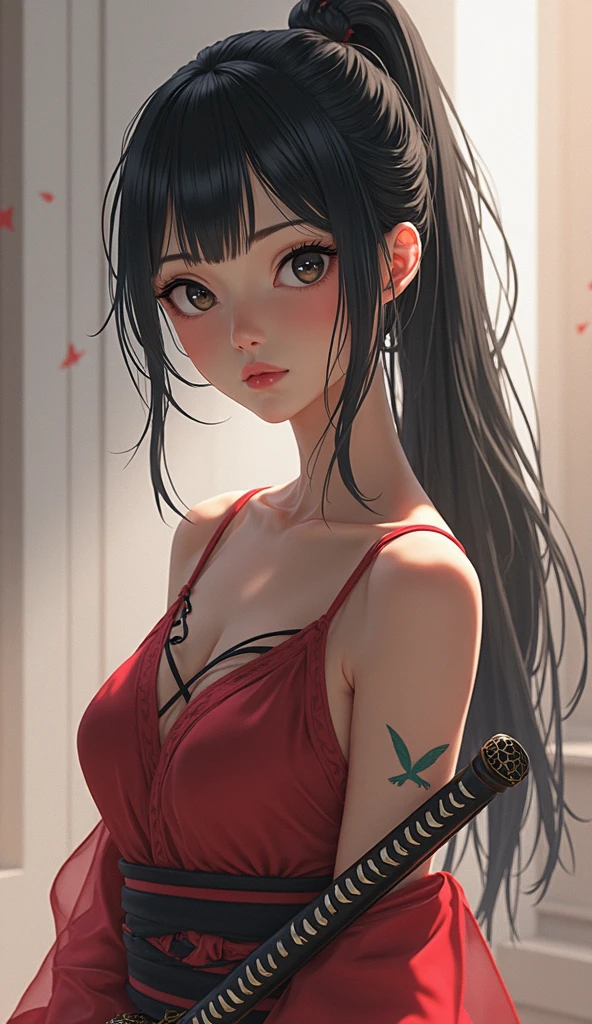 1girl in,Dark-skinned girl sticks out her tongue and licks his rod,a junior high school student,Very cute,Stick out your tongue wide,Straight long hair,A dark-haired,Accurately drawn face,Slender but big breasts,rich Boobs,tre anatomically correct,perfectly proportions,Precise fingers,Hold the stick with both hands,Lick it with your tongue,white precision dress,Sleeveless,The closed button is pressed against my chest and feels like it will come off..,masterpiece,Best Quality,Realisticity,
