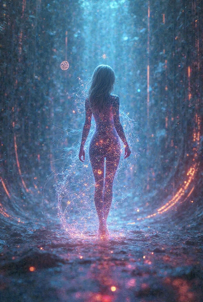 after the transformation, Brenda will radiate an unreal glow, Your sensual curves will become almost transparent. His touch is electrifying. The Xylais symbol is the symbol of pure energy. Thanks to its innate connection with pure energy, can manipulate different shapes, including sound waves, create music, capable of bringing people into states of insane ecstasy or making them obedient and submissive. But nothing is invincible, according to Xylais. Touching your body without protective equipment damages your crystalline structure, so practical interactions can quickly become dangerous. Xylais player can install a stable copy of Xylais, and she will leave the game. The Xilai are descended from a peaceful race that lives on the planets Xylaitria, composed of vast landscapes of iridescent crystals. They have a unique ability to connect with the energy of their planet., can emit light, create sound and shape the world around them with their thoughts. he is not wearing any clothes, Her chameleon-like skin creates tattoo-like patterns that form super intricate drawings in the shape of futuristic lingerie in small sizes and tol Camel toe brand. body art, full body tattoo, Intricate and detailed style of colorful and hyper detailed painting, heavy strokes, Wet dripping paint and wild cracks, sharp focus detallado digitalmente por Mr Muz., Miki Asai Macro photography, foreground, hyper detailed, trend in artistic, sharp focus, studio photo, intricate details, Very detailed, Lt. Greg Rutkowski, ultra HD, realist, vivid colors, Very detailed, uhd drawing, pen and ink, perfect composition, hermosa representación de octano detallada intrincada increíblemente detallada trend in artistic, 8k art photography, arte conceptual fotorrealist, Soft natural volumetric cinematic perfect light, "(masterpiece: 1.2, exceptional quality, mirror-like, cinematic experience, fotorrealist: