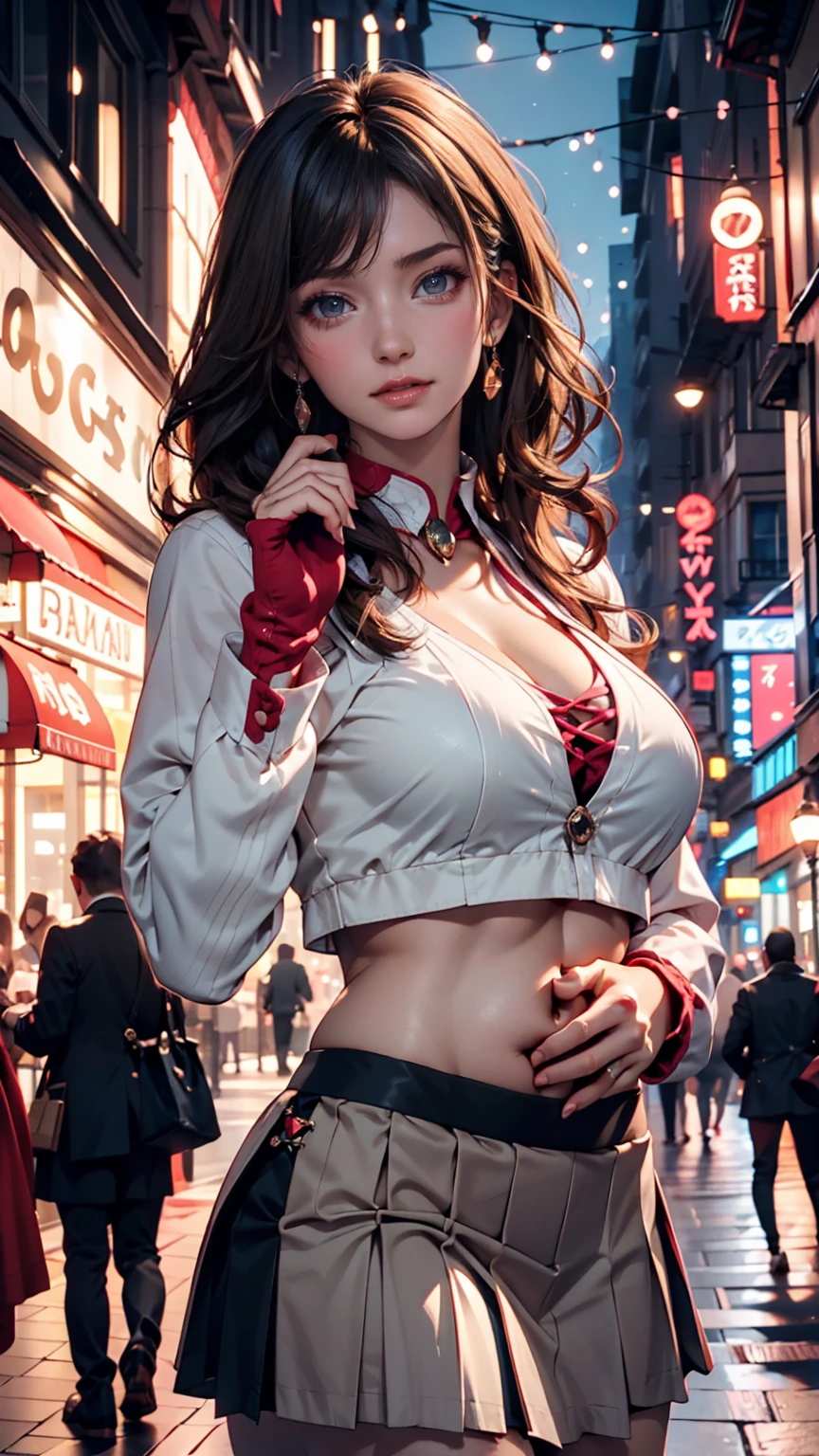 Beautiful woman, Lighted street at night, Fidgeting with smartphones, hot pants, Fragrant pink flowers, Passersby, Night view gradation, Fine details, Subtle Tones, Silence on the screen、24-year-old woman、Sexy proportions、Sexy、Narrow waist