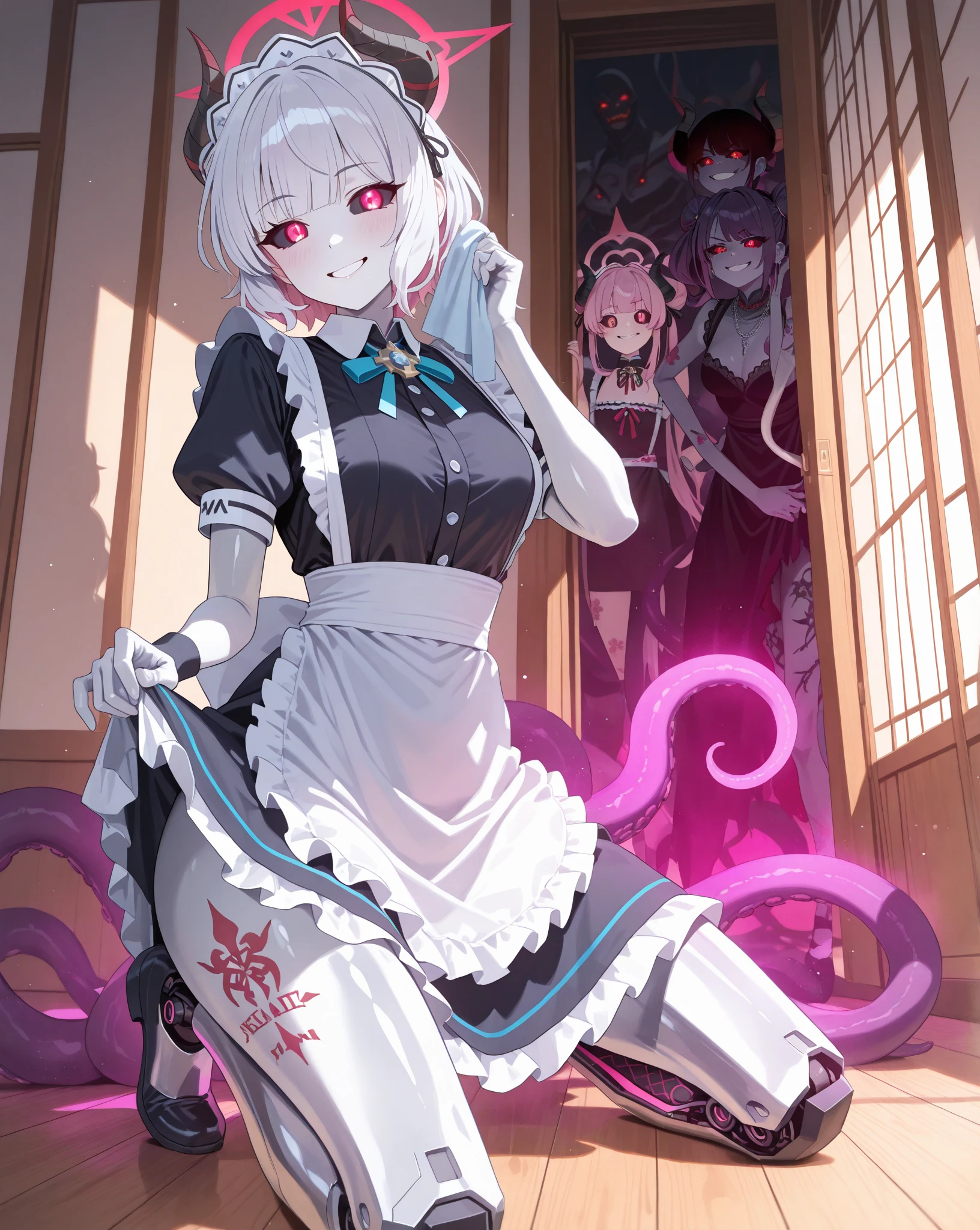 The left character's clothes are blue and white，The character on the right is silver