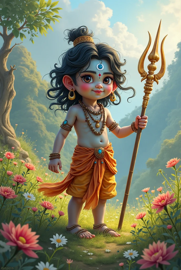Baby cute chubby murugan and his weapon