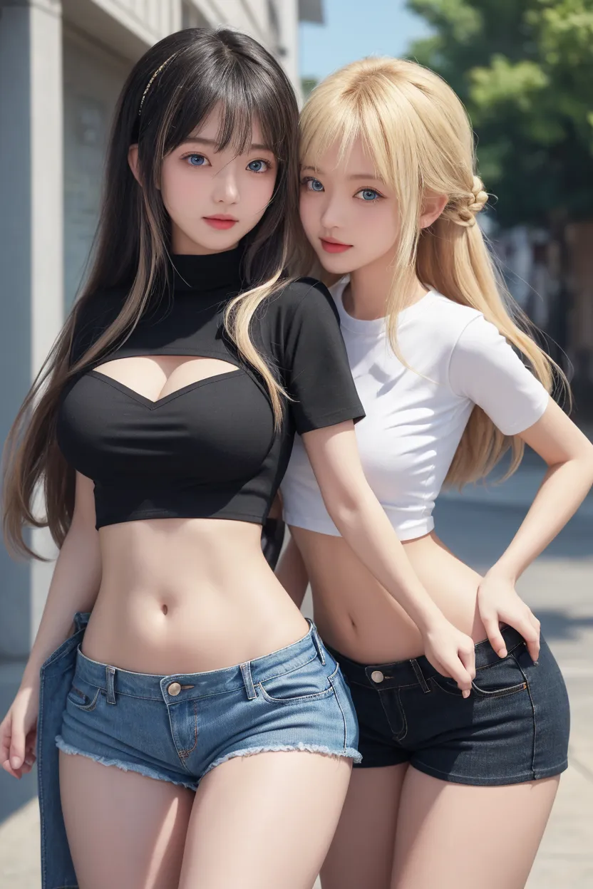 (Very delicate and beautiful:1.2)super model,,Big Breasts,Beautiful breasts,voluptuous,【bike shorts】,,【3 girls】,,highest quality, High resolution, 8K,, big breasts,, Vivid details, ,Idol Group,mini skirt,Girls looking down in a group