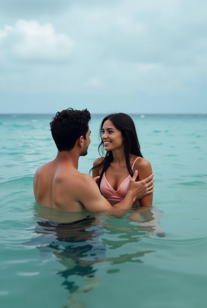 there is a man and a woman in water together, a picture by Adam Dario Keel, tumblr, art, in the sea, bis zu den Schultern in water, Im Ozean, At sea, in water, zac retz, Lucas Graziano, At sea water, At sea, Maxim Sucharew, absolutely outstanding picture