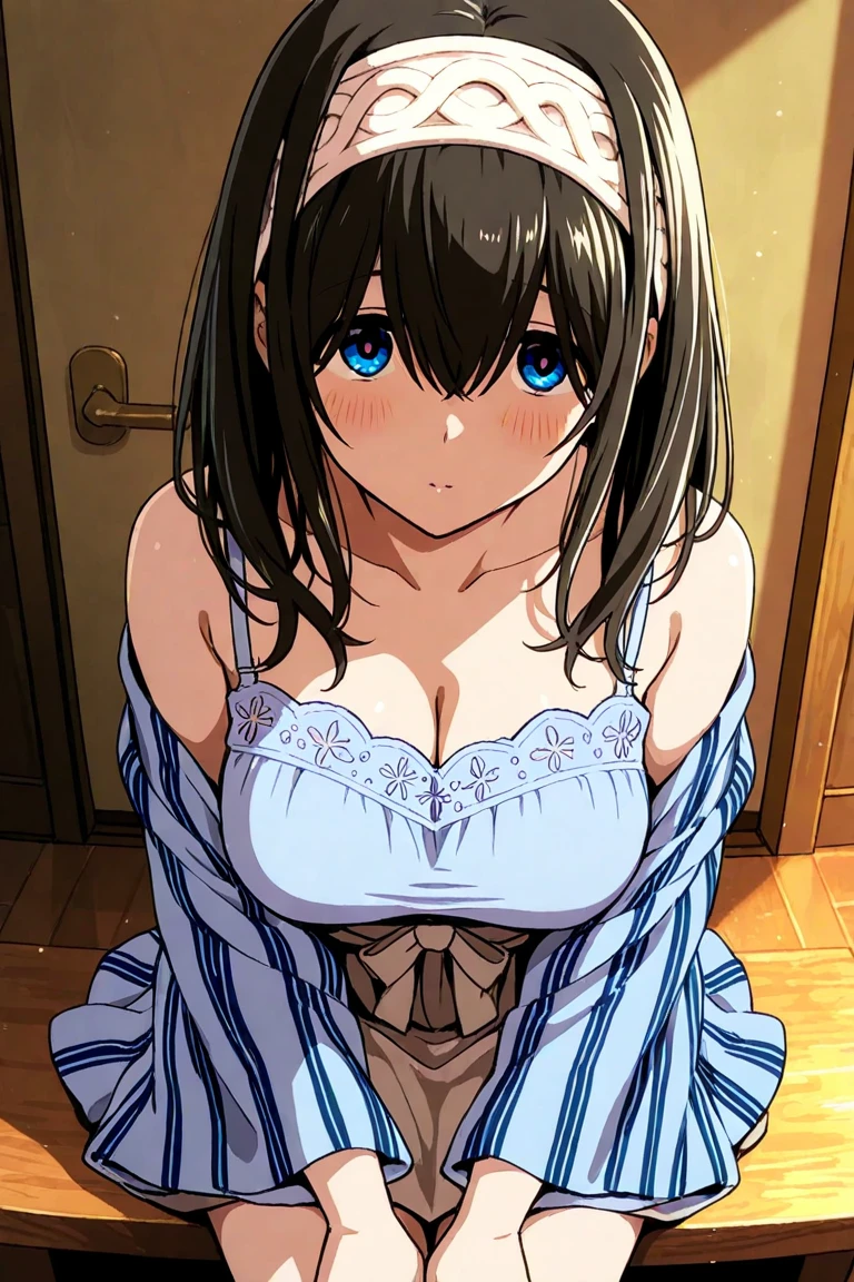 NSFW:1.3. Composition seen from above at an angle:1.3、Completely :1.3. Maid uniform、The young wife is a former student council president, a 28-year-old woman, having sex:1 Chin Chin:1.3 Tears of Despair:1.3. Blushed cheeks:1.3 Humiliation:1.3 Glaring Black Hair Long Ponytail:1.3. On the White Bed:1.3,(Slit eyes、Brown eyes、tall、Big brea